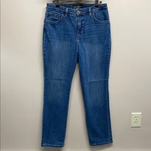 Lee Instantly Slims Relaxed Fit Straight Leg High Rise Denim Jeans 8 Medium